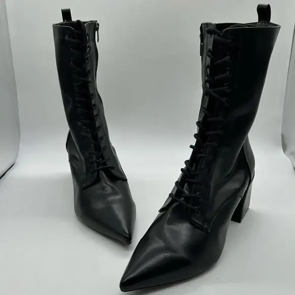 FOXBLOOD Boots Womens 11 Black Wide Calf Ghost Host Boots Witchy Goth NEW - Picture 3 of 13